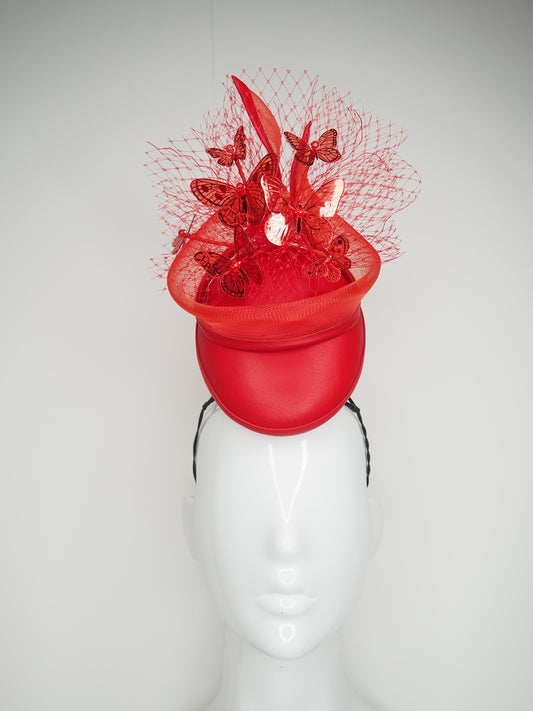 Fluttering flame - Metallic Butterfly percher with crinoline swirl and veil detail