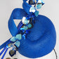 Blue Galaxy - Blue straw Pork pie Pillbox with metallic trim.