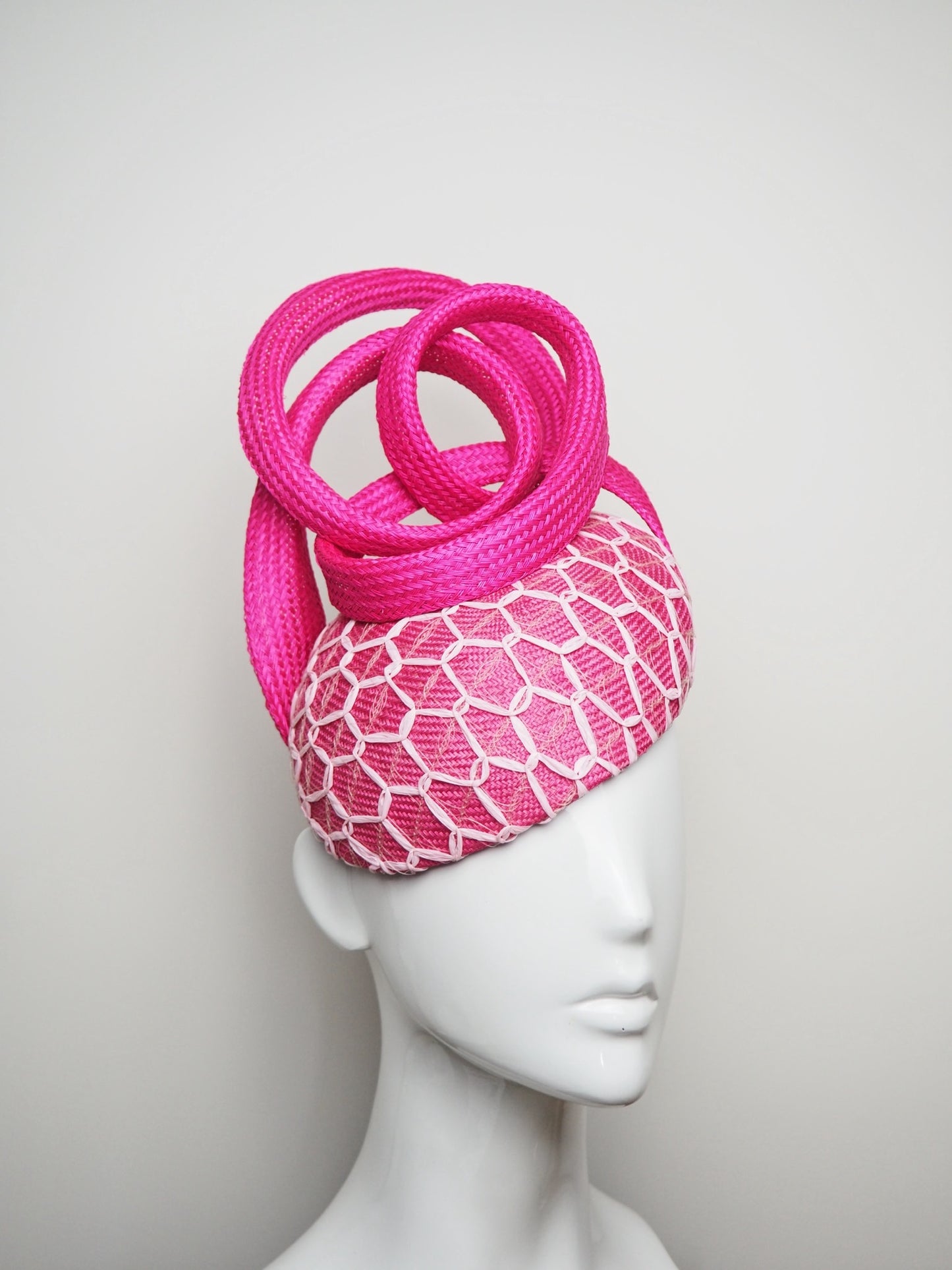 Pretty in Pink - Pink Straw Swirl Headpiece