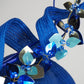 Blue Galaxy - Blue straw Pork pie Pillbox with metallic trim.