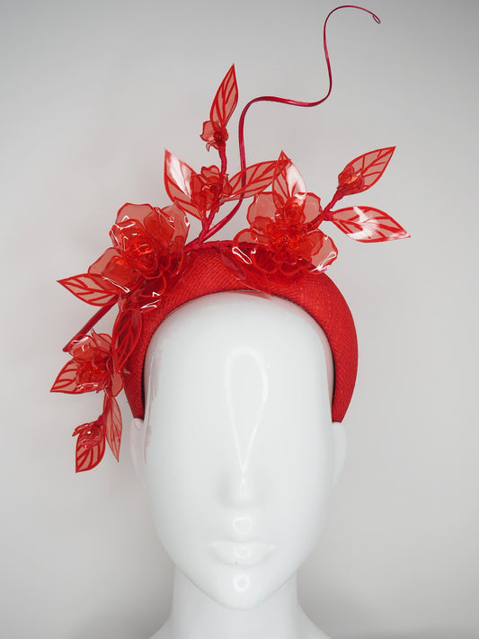 Roses are Red - Red 3d headband with translucent rose vine