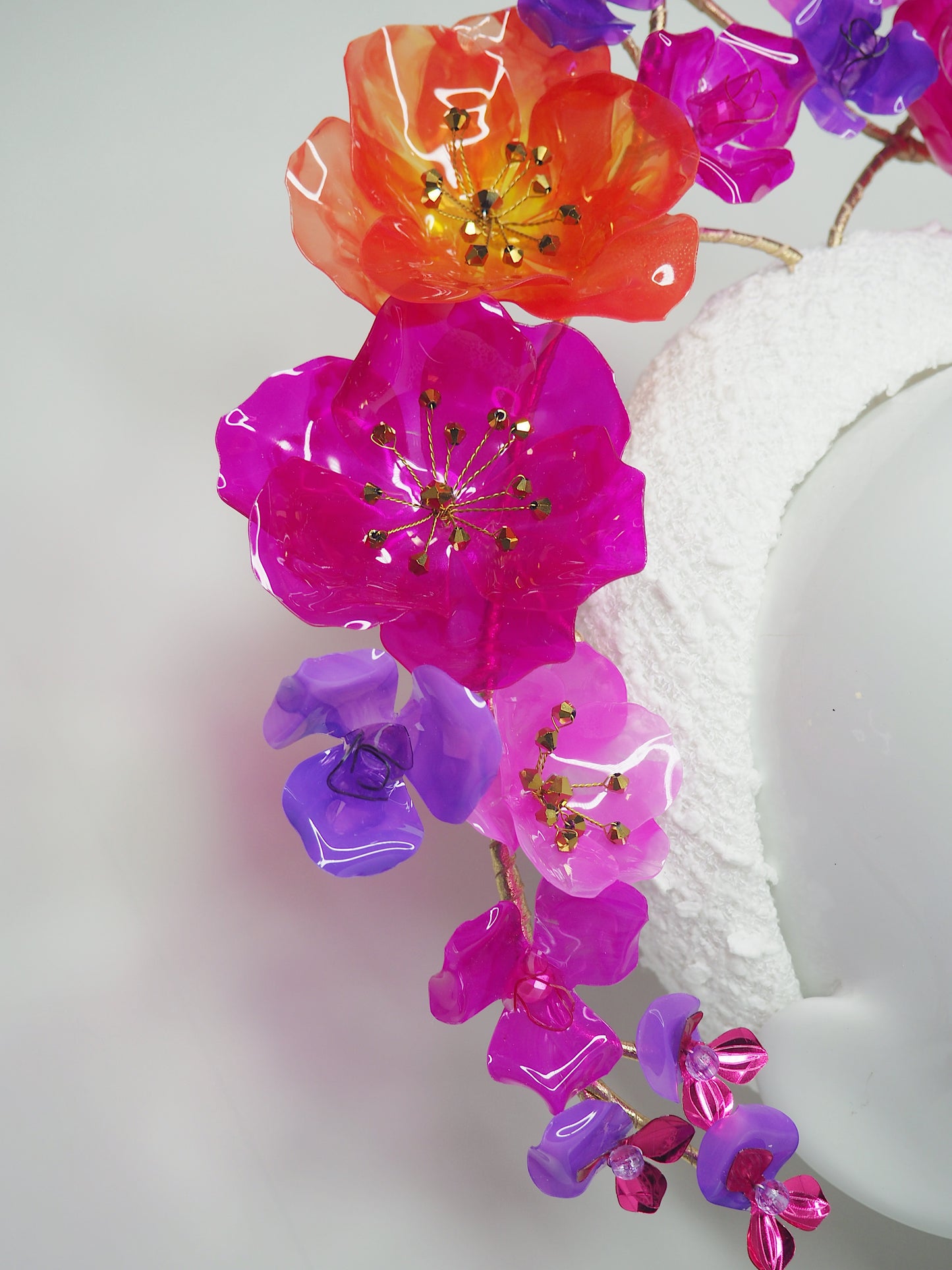 Painted Poppies - Watercolour style hand painted poppies and flowers on Boucle tweed