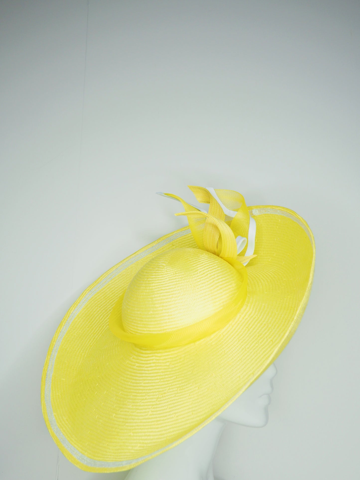 Limoncello Lover - Lemon Parisisal Straw Garden Party Style upturned brim with removable headband.