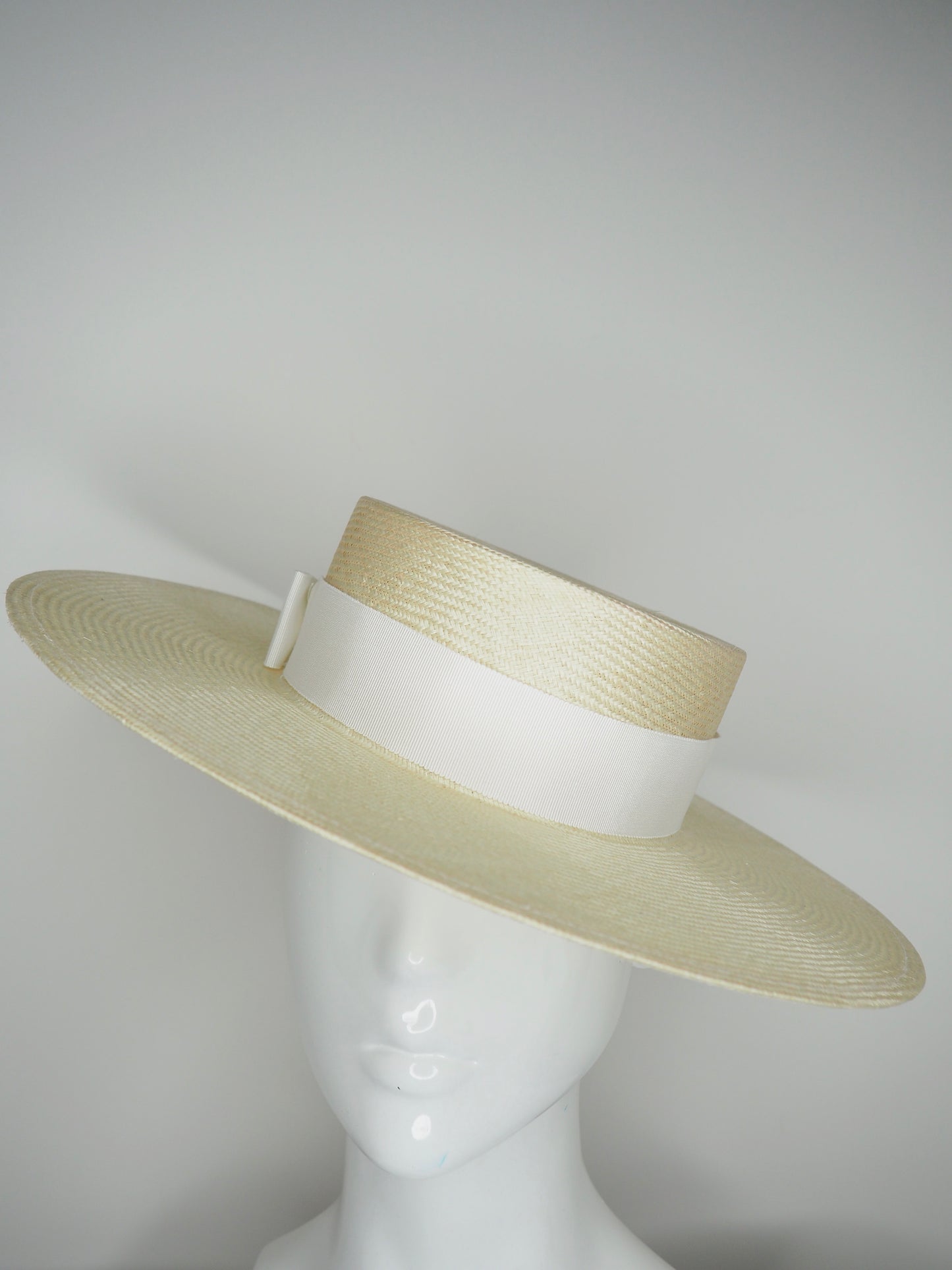 Venice - Natural Straw Boater with White Petersham Detial