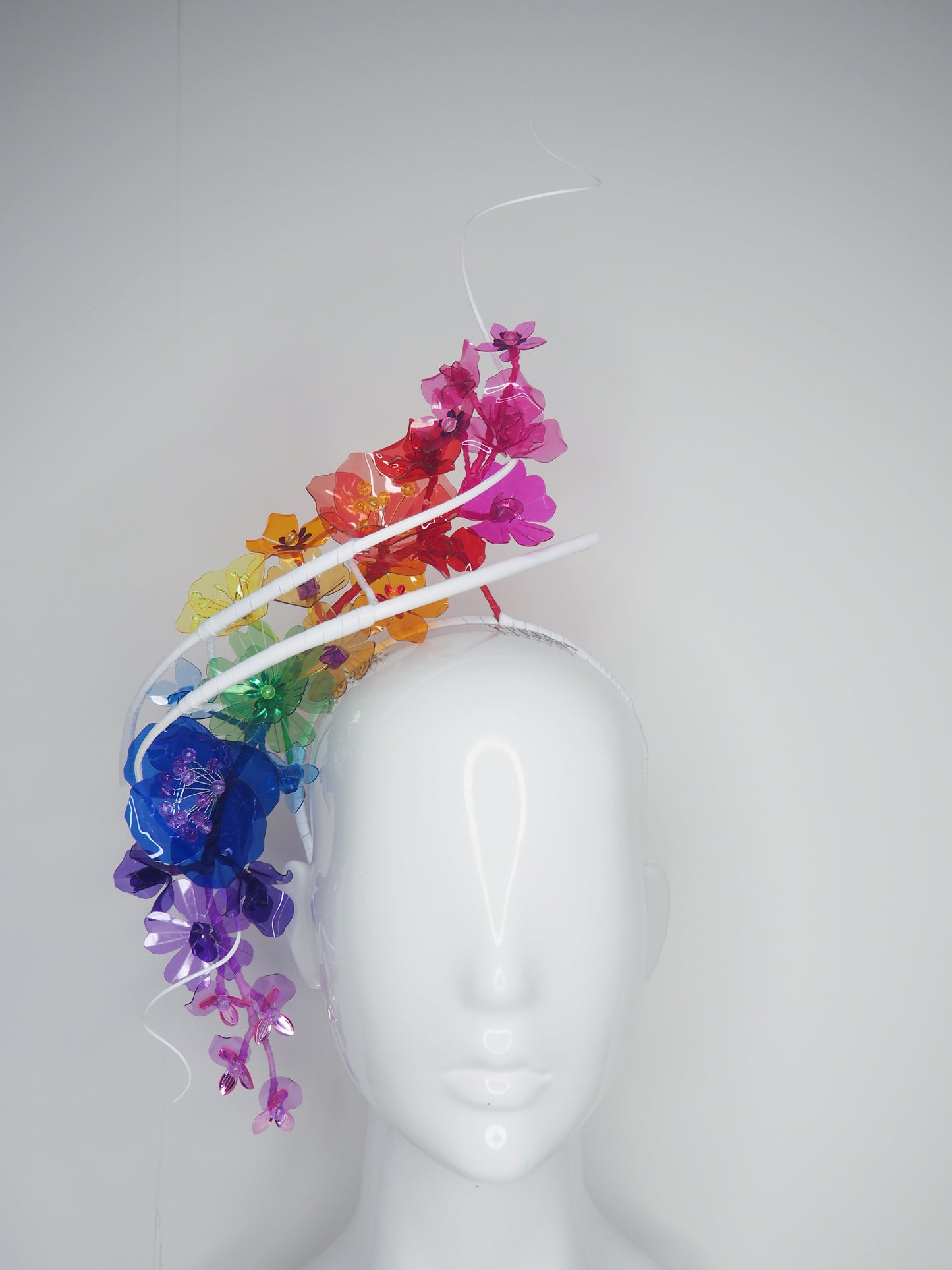 Rainbow Connection - Rainbow crystoform headband with White quills