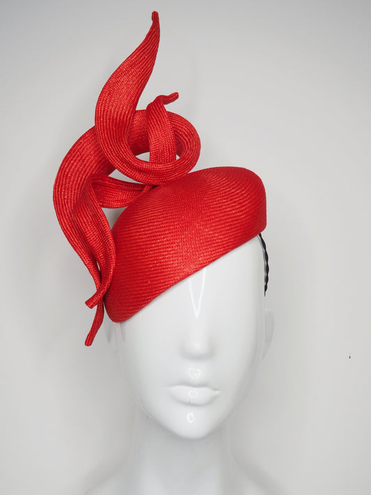 Swirl and Twirl - Red parisissal Beret base with wired red swirls