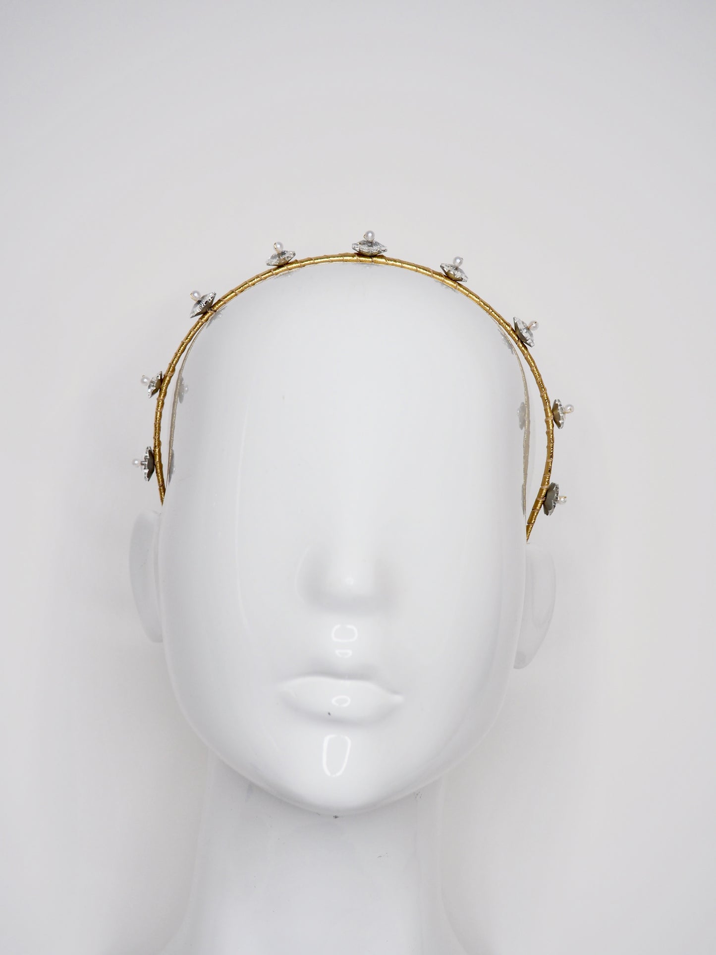 Little Blossom - gold - Mirrored blossom with pearl detail on gold leather headband