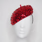 Red Blossom - Sequin blossom embellished beret headpiece