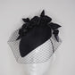 Black beauty - Facehugger base with parisisal straw and veil & leather rose detail