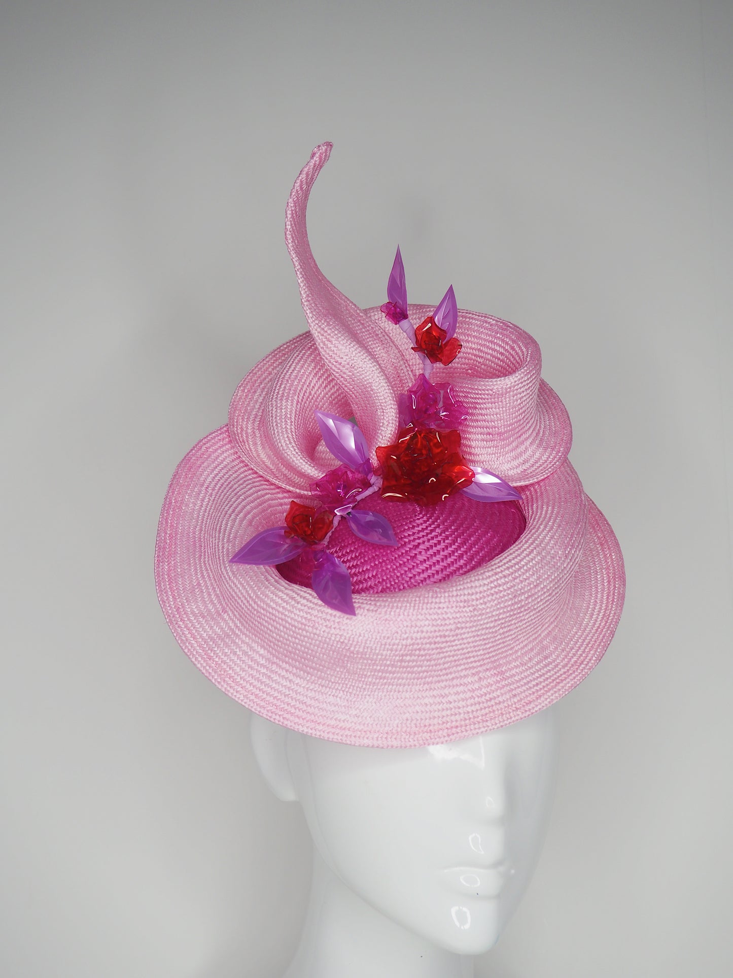 Realm of flowers - Magenta and baby pink parisissal swirl headpiece with crystoform flowers