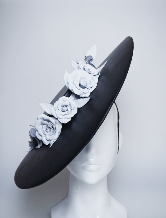 Dashing Darling - Black Oversized Boater Brim