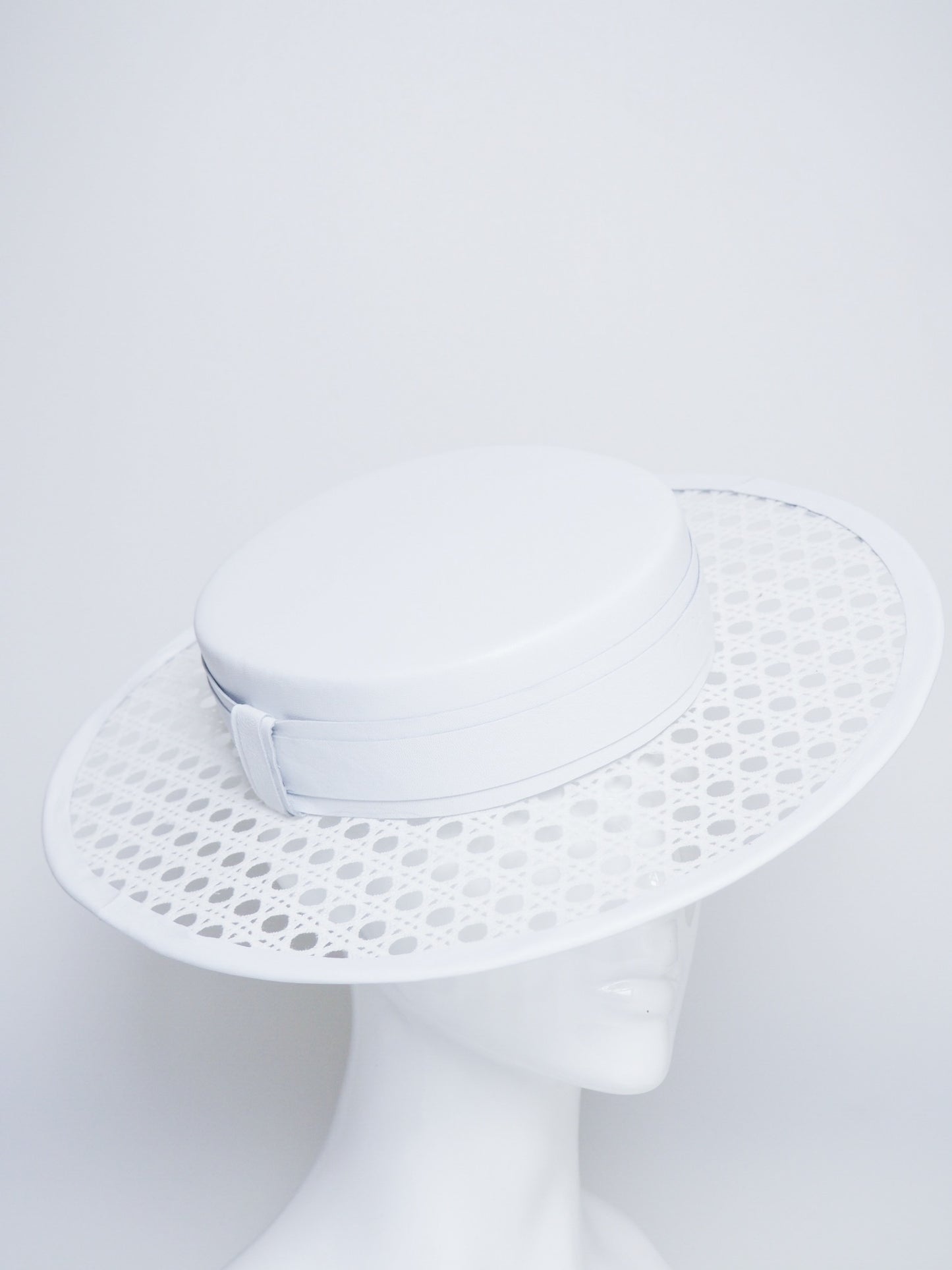 Polo Perfection - White Lattice and leather boater