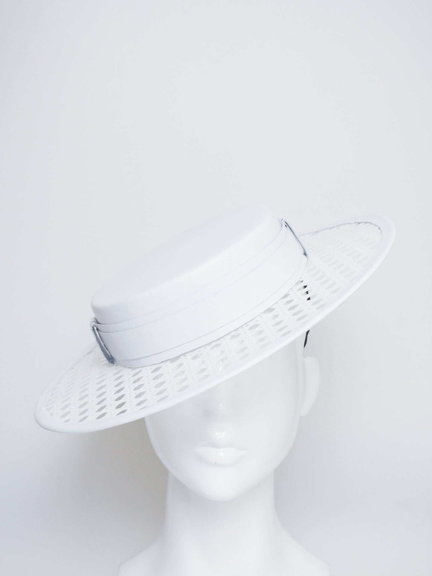 Polo Perfection - White Lattice and leather boater