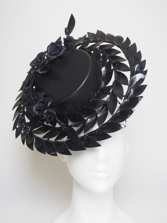I Dare You To - Black Patent leather Percher boater