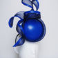 Crashing Waves - Navy and electric blue leather percher with crinoline swirls