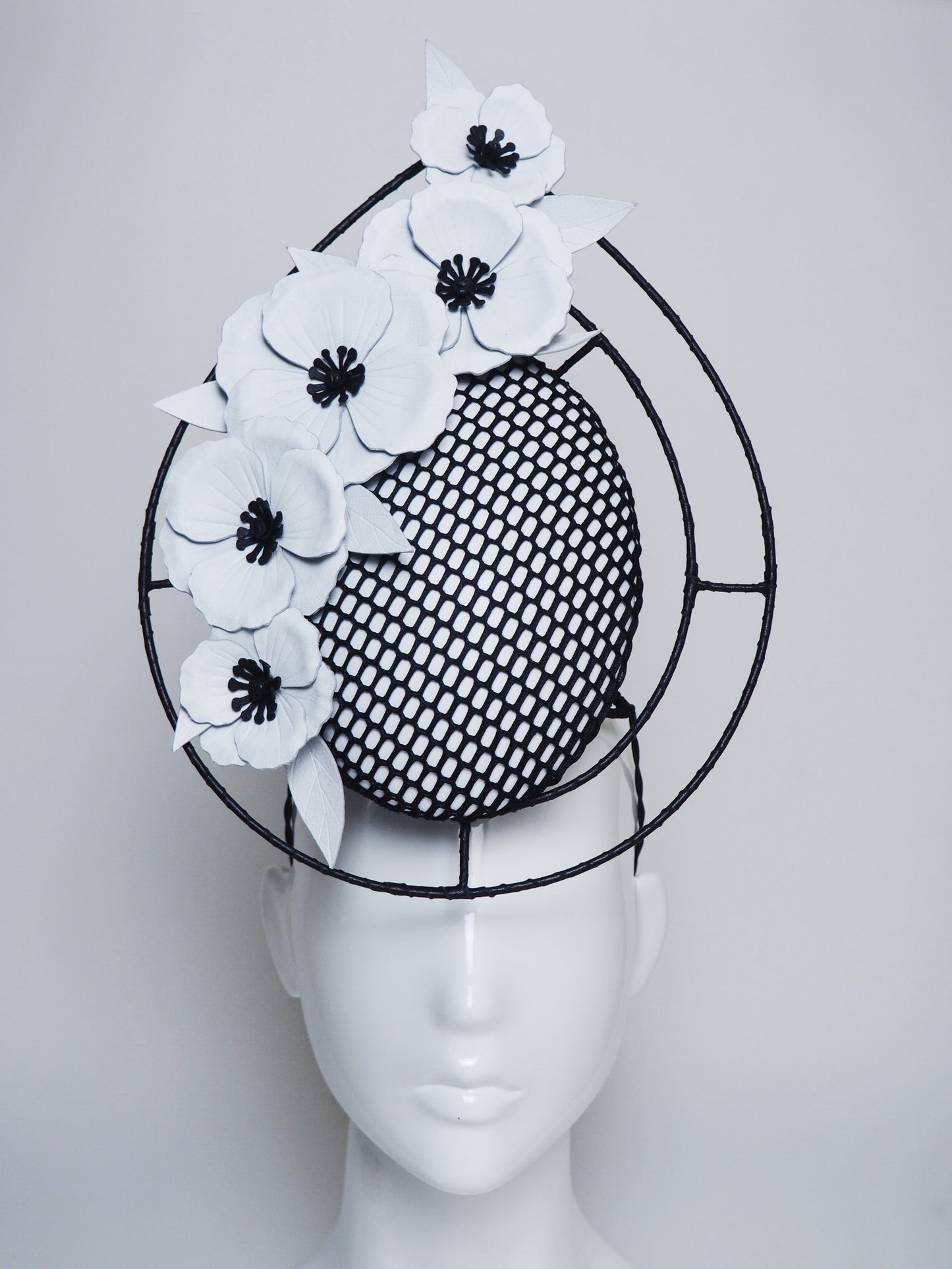 Derby Dazzler - Black and white mesh percher with wire frame.