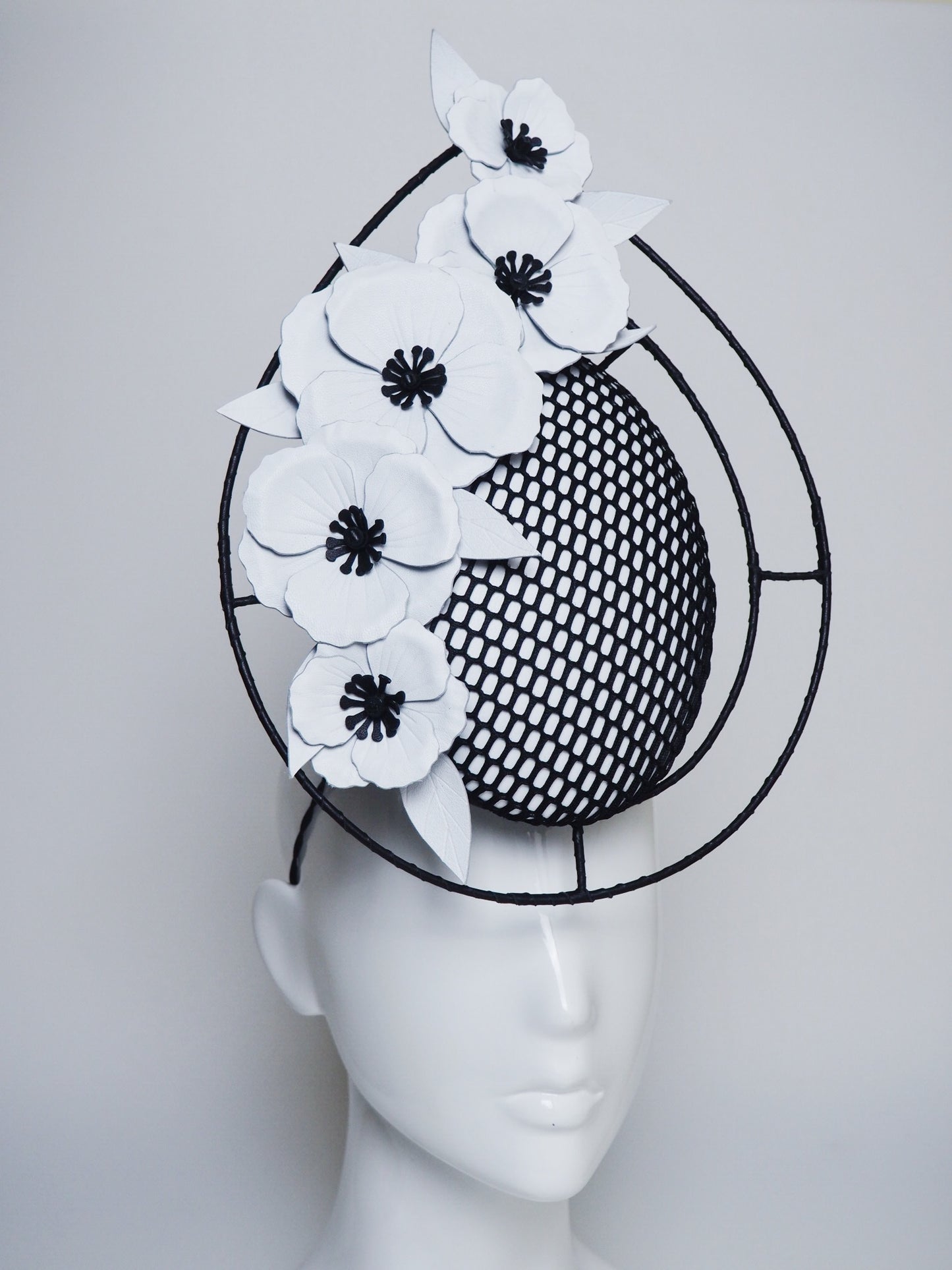 Derby Dazzler - Black and white mesh percher with wire frame.