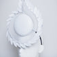 White Hot - Leather and crinoline Percher Headpiece with leaf detail