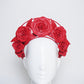 Garden of Eden  - Red leather rose halo with a single wire frame.