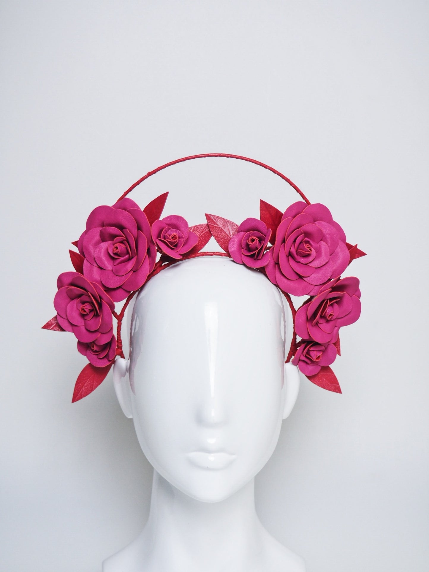 Sweet Love - Red and pink leather rose halo