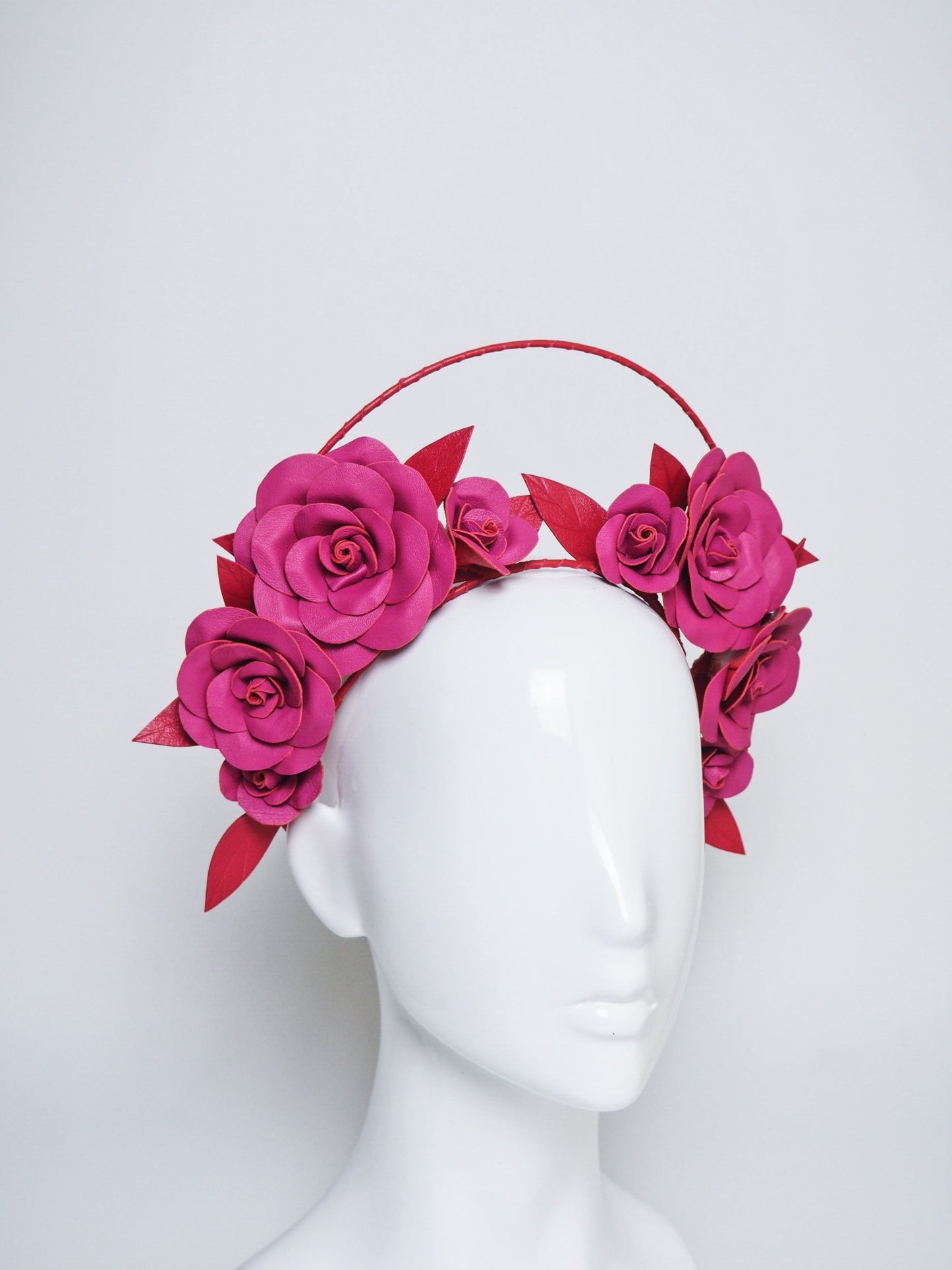 Sweet Love - Red and pink leather rose halo
