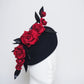 Velvet Touch - Black felt headpiece with red velvet roses