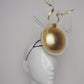 Golden Girl - Gold percher with delicate gold and white windswept bow