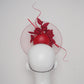 Roses are red - Scarlet red leather Percher with velvet roses and veil