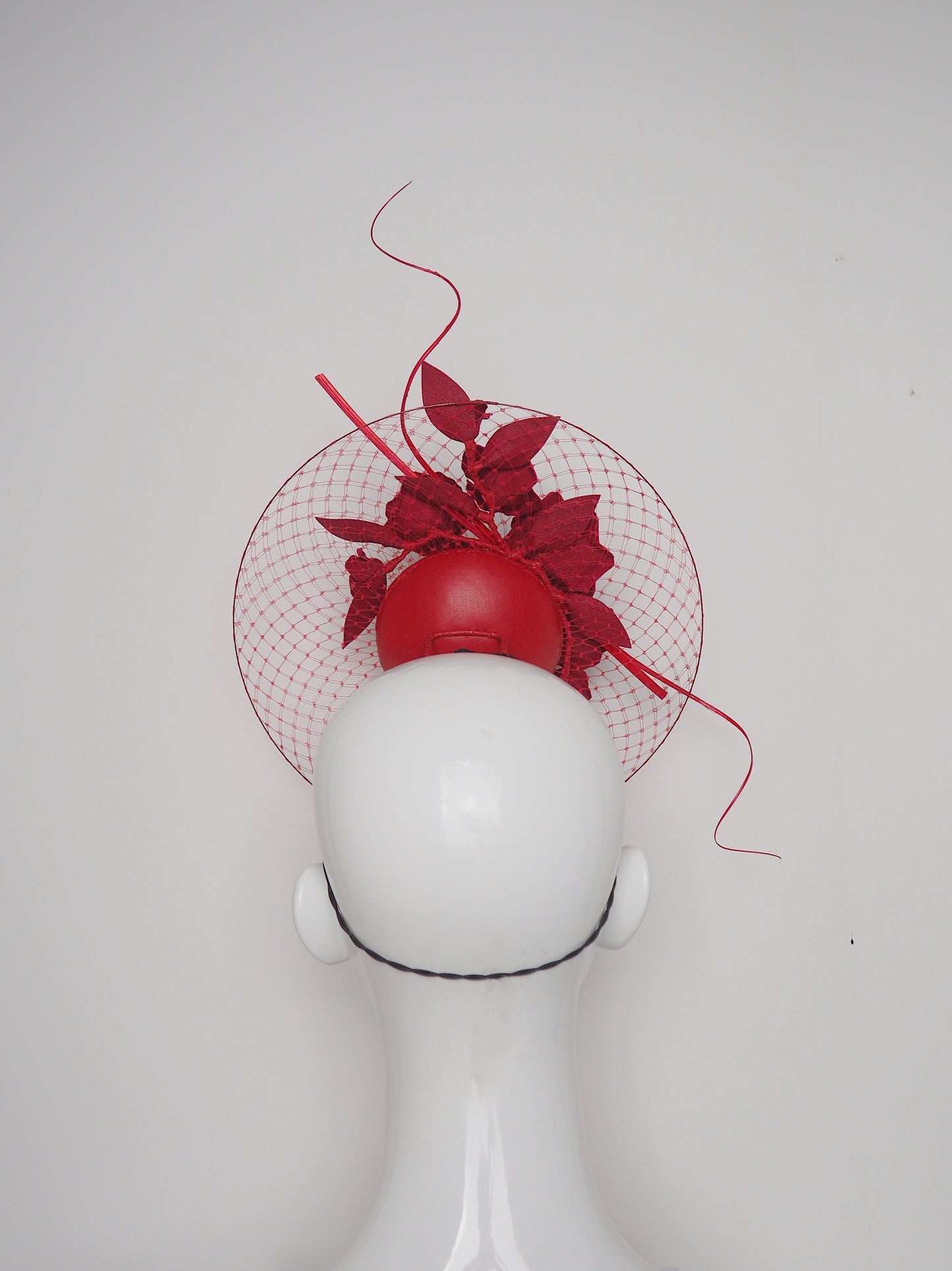 Roses are red - Scarlet red leather Percher with velvet roses and veil