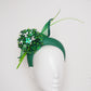 Green With Envy - Emerald Green 3d Headband with a Green Allium flower and crinoline swirl