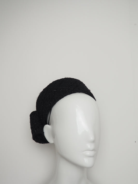 Jackie O- Black Tweed with sparkle and rear bow