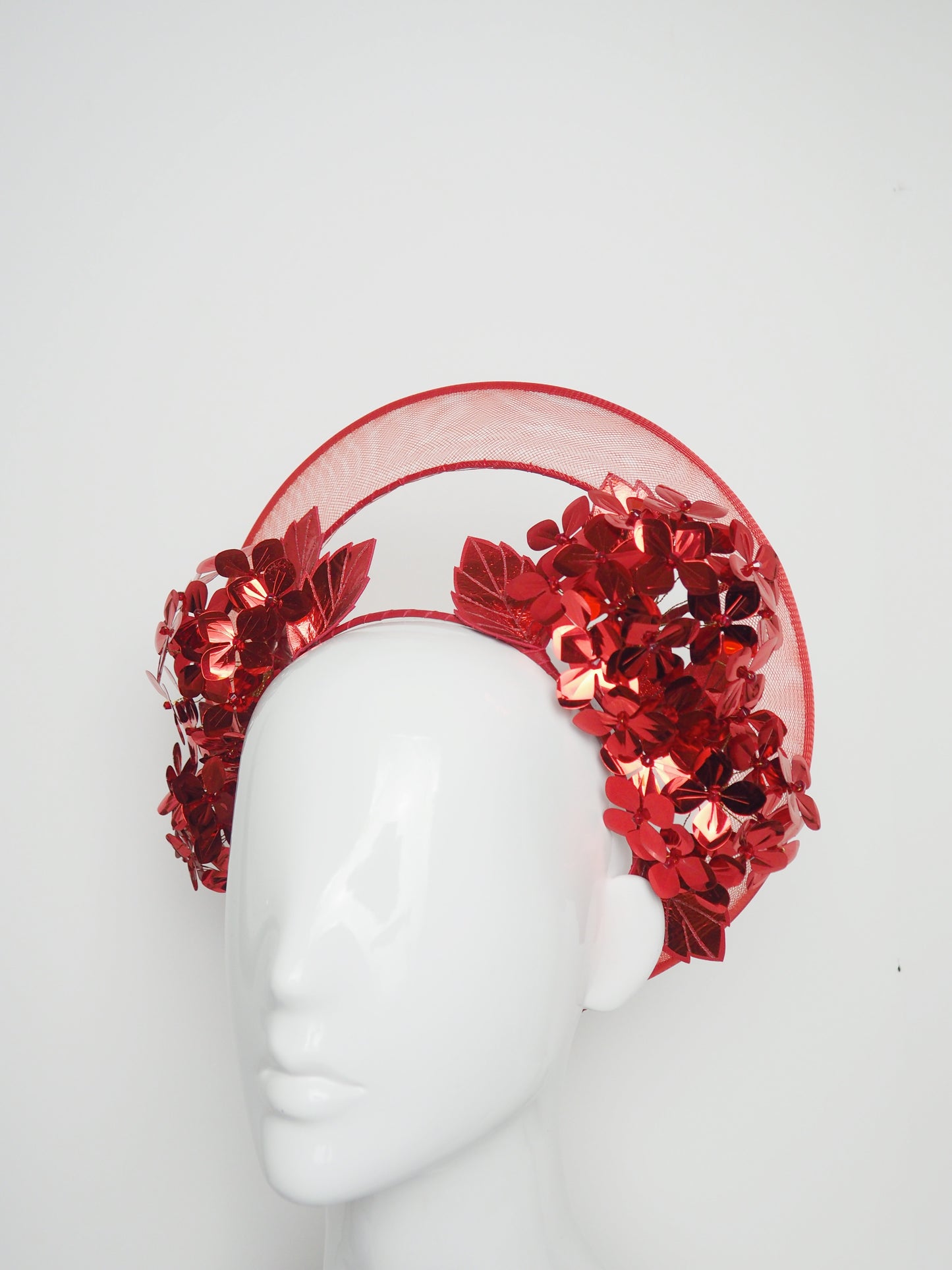 Red Glimmer - Red Hydrangea wired Halo headpiece