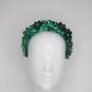 Flower Power - Green 3D Straw headband with beaded sequin detail