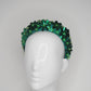 Flower Power - Green 3D Straw headband with beaded sequin detail