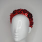 Flower Power - Red 3D Straw headband with beaded sequin detail