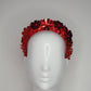 Flower Power - Red 3D Straw headband with beaded sequin detail