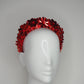 Flower Power - Red 3D Straw headband with beaded sequin detail