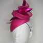 Hot Magenta - Hot pink parisissal straw with Crinoline swirl, oversize crystoform rose and magenta accents