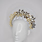 Hello Halo - Gold gloss leather cutout flowers with wired crinoline halo and white details
