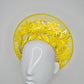 Sunshine - Yellow patent leather cutout flowers with wired crinoline halo