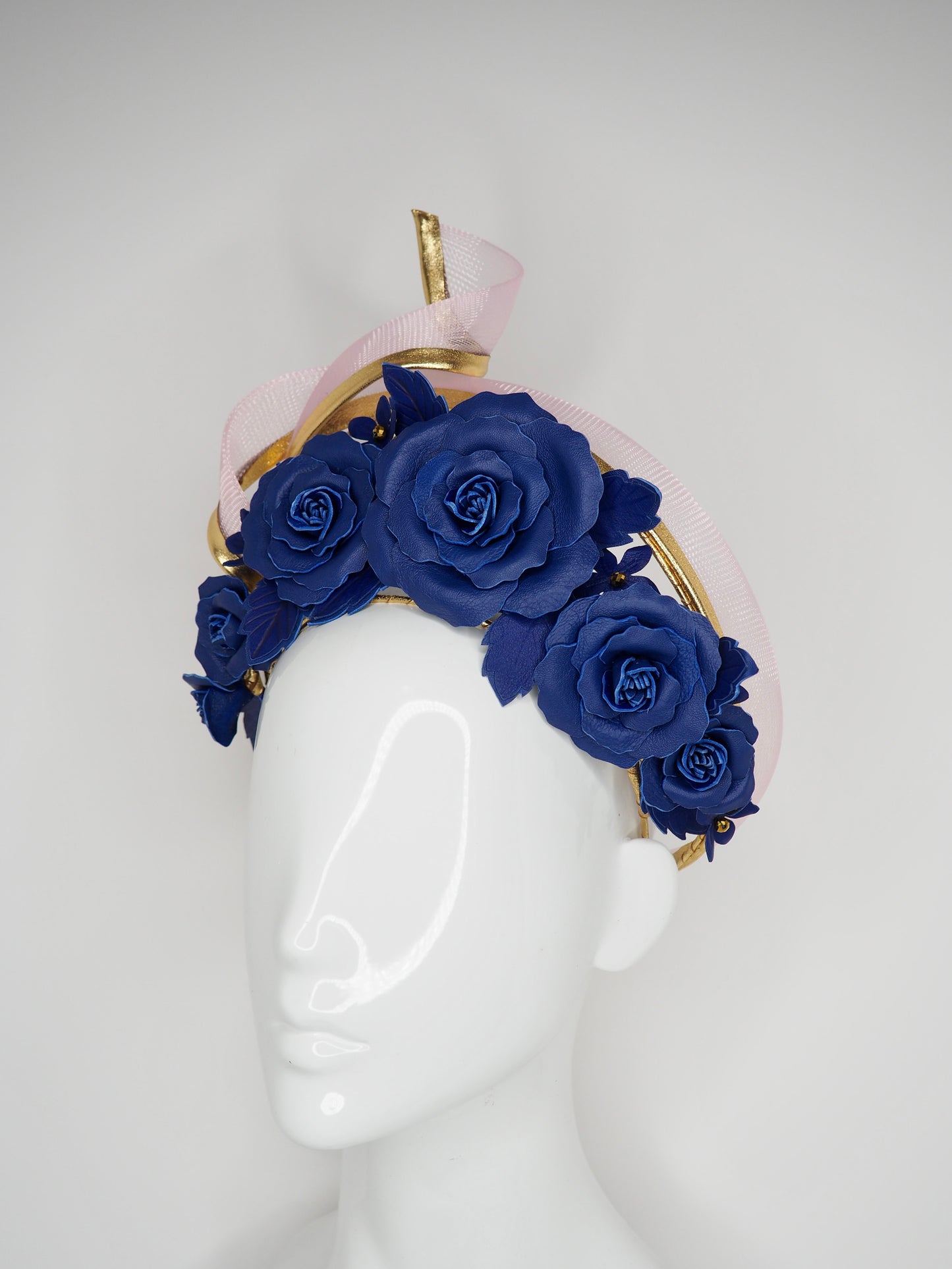 Copy of Forever And Always -  Black asymmetrical wired leather halo with quills and roses.