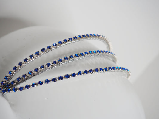 Triple Treat — Pre-Loved Collection - silver and Blue Diamanté jewelled headband