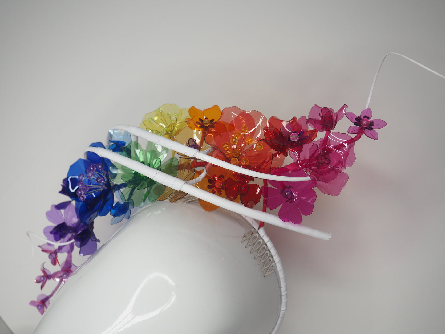 Rainbow Connection - Rainbow crystoform headband with White quills