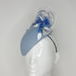 Blue Belle - Powder blue leather face hugger Beret with crystoform roses and silver edged swirl