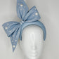 Little Blue Bow - Blue textured lurex fabric with powder blue bow and pearl detail