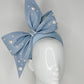 Little Blue Bow - Blue textured lurex fabric with powder blue bow and pearl detail