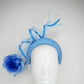 Blue Blue Sky - Cornflower Blue Hand Dyed Tweed with ombre rose, quills and a leather edged crinoline swirl