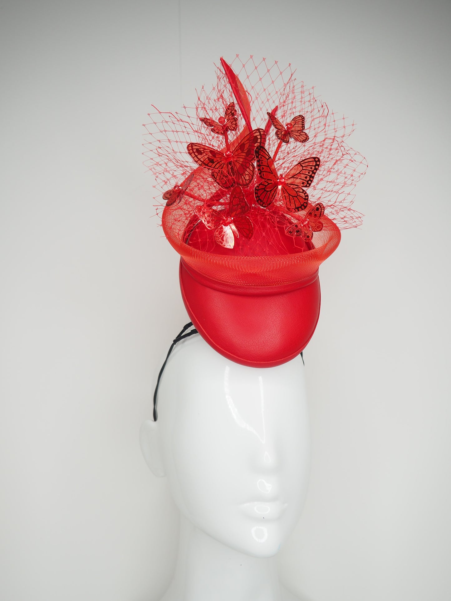 Fluttering flame - Metallic Butterfly percher with crinoline swirl and veil detail