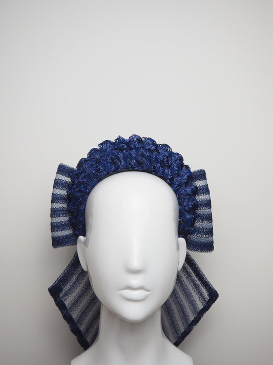 Navy baby - Navy Straw Cloth Halo with Bow Detail