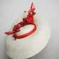 Look Before You Leap Off-White Sculpted brim with Red Rose Trim
